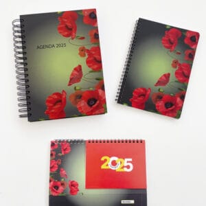 PACK AMAPOLAS. Agenda, libreta y calendario de mesa